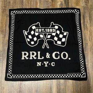 🔥 Rare RRL Ralph Lauren Bandana Handkerchief Black White Checkered Racing NYC